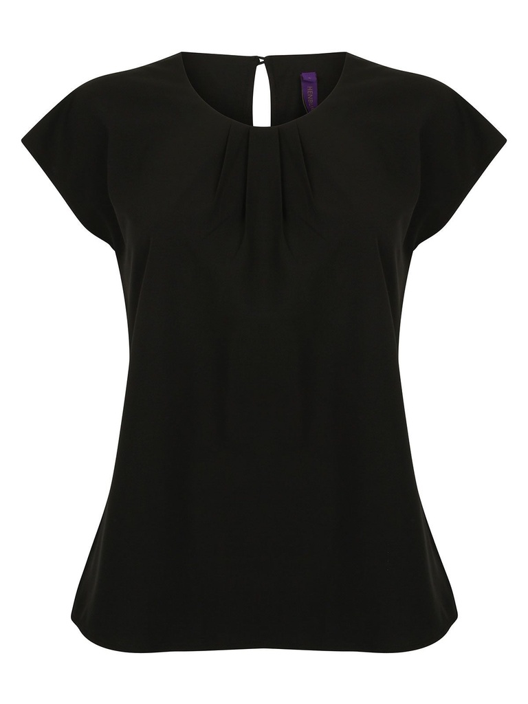 HENBURY - Ladies' Pleat Front S/S Blouse (HEH597)