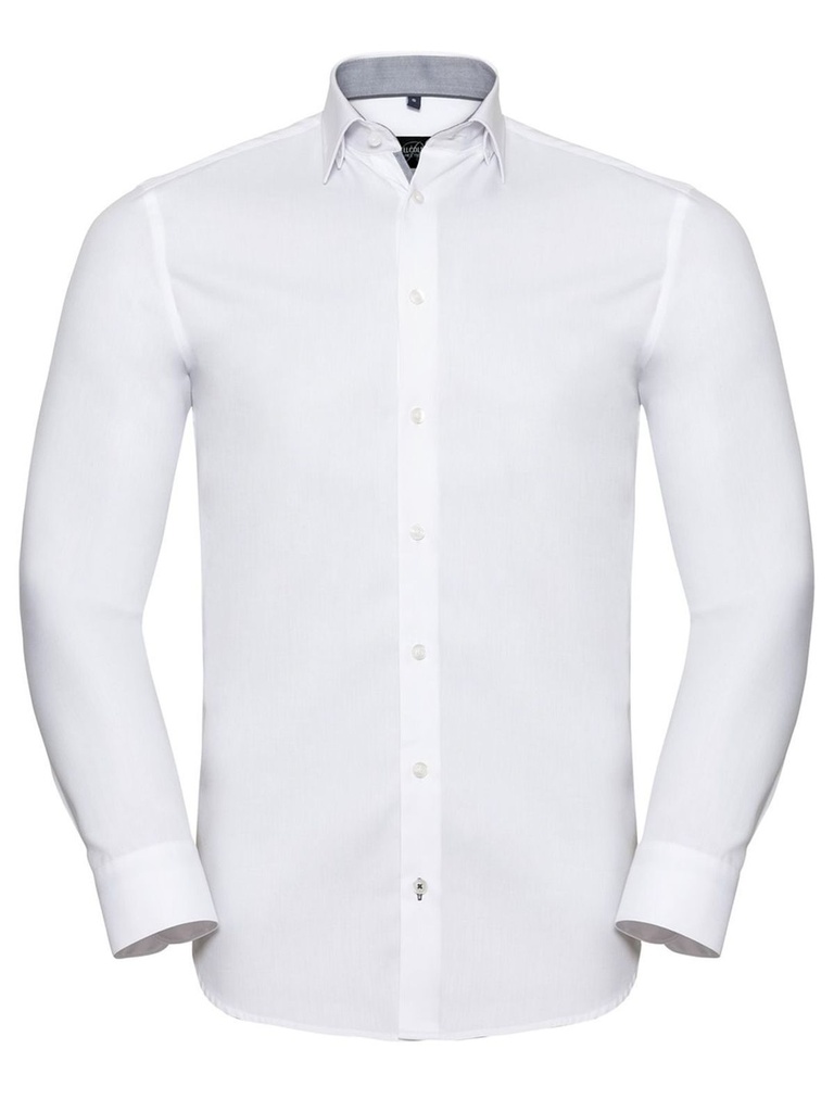 RUSSELL EUROPE - Men s Long Sleeve Tailored Contrast Herringbone Shirt (JE964M)