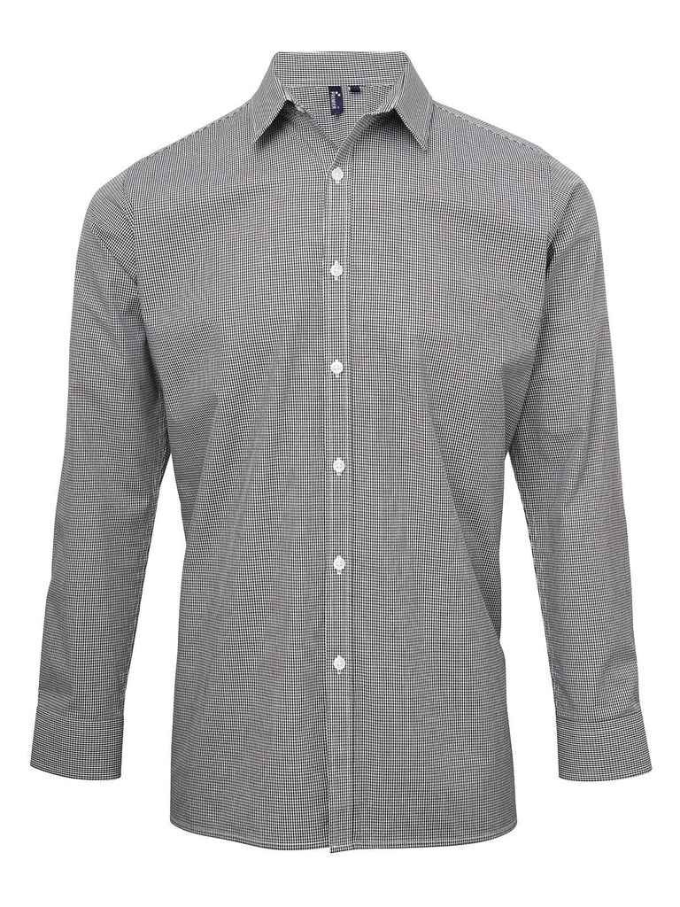 PREMIER - Men's Long Sleeve Microcheck Gingham Shirt (PR220)