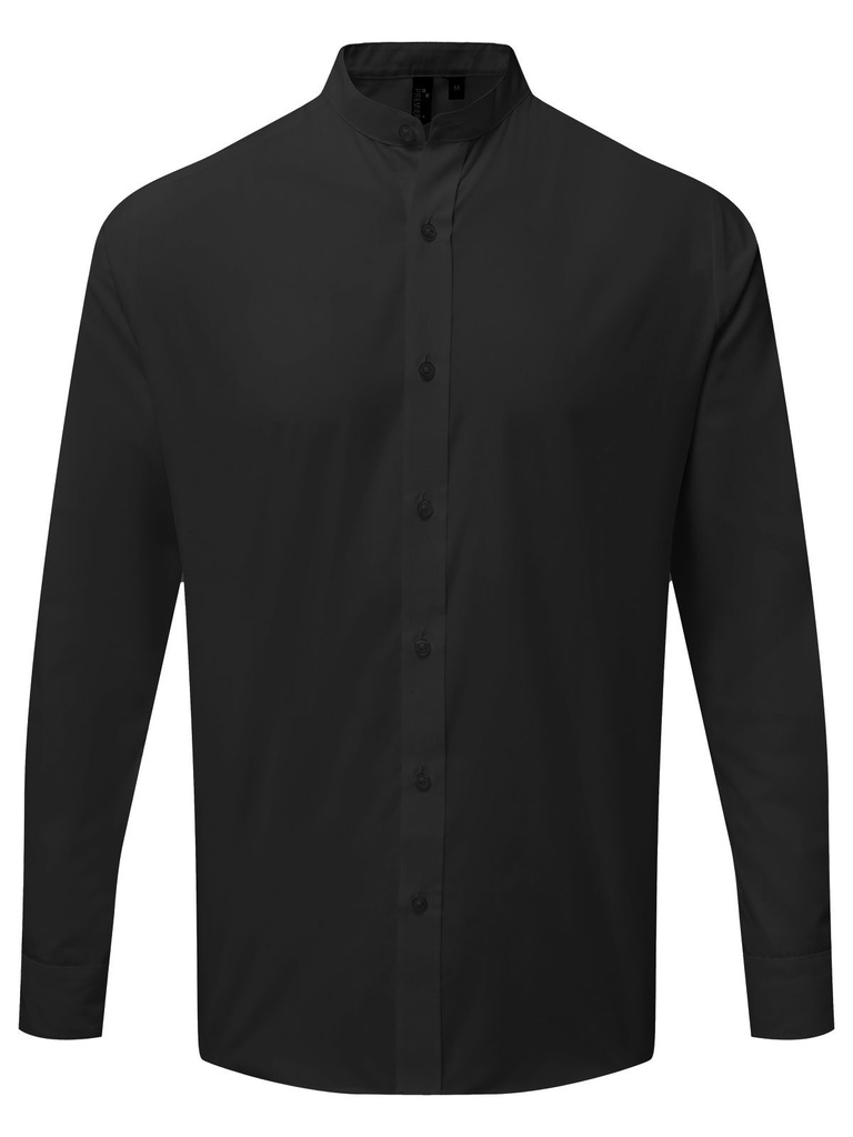 PREMIER - Banded Collar 'Grandad' Long Sleeve Shirt (PR258)