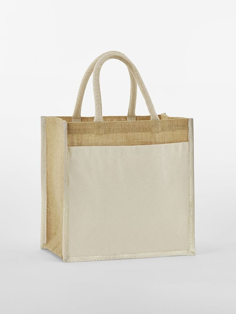 WESTFORD MILL - Cotton Pocket Natural Starched Jute Midi Tote (W483)