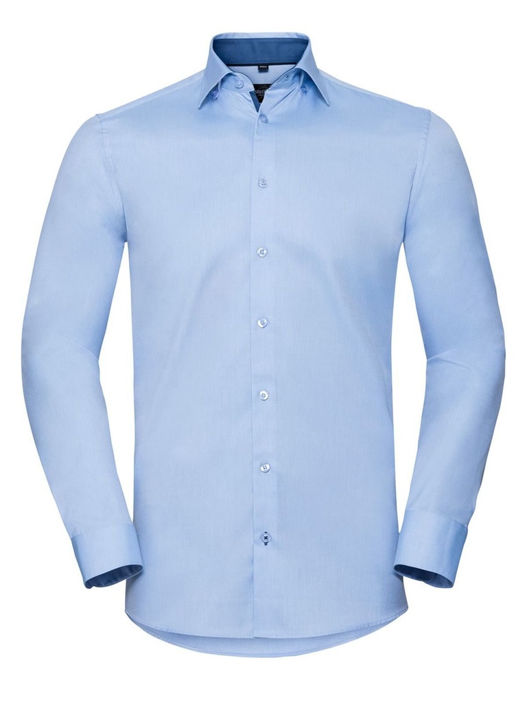 RUSSELL - Mene s Long Sleeve Tailored Contrast Herringbone Shirt (JE964M)