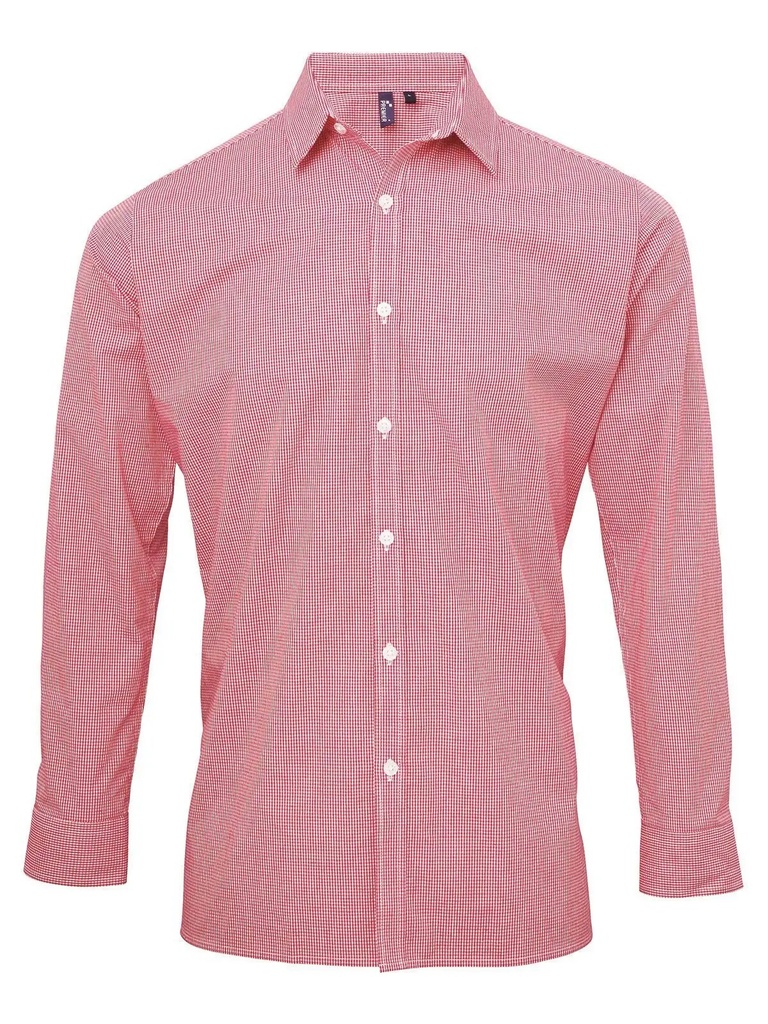 PREMIER - Men's Long Sleeve Microcheck Gingham Shirt (PR220)