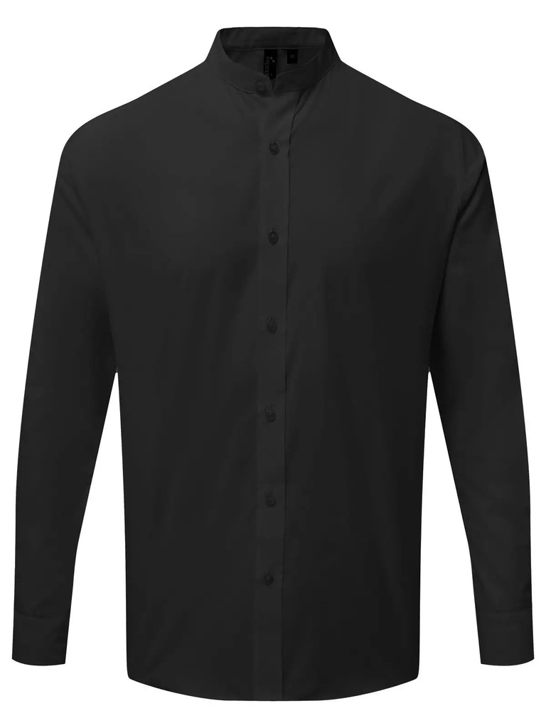 PREMIER - Banded Collar 'Grandad' Long Sleeve Shirt (PR258)