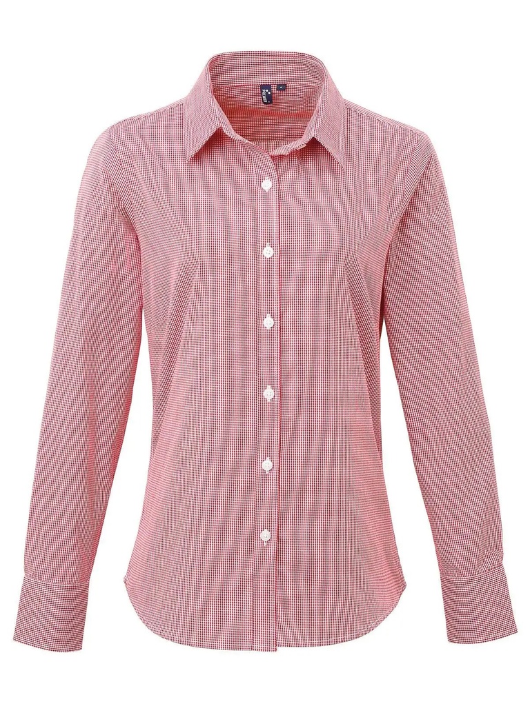 PREMIER - Ladies' Long Sleeve Microcheck Gingham Shirt (PR320)