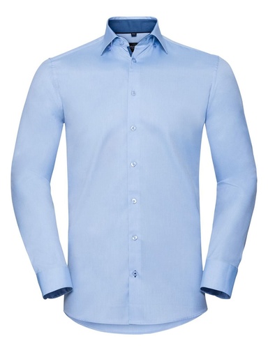 RUSSELL - Mene s Long Sleeve Tailored Contrast Herringbone Shirt (JE964M)