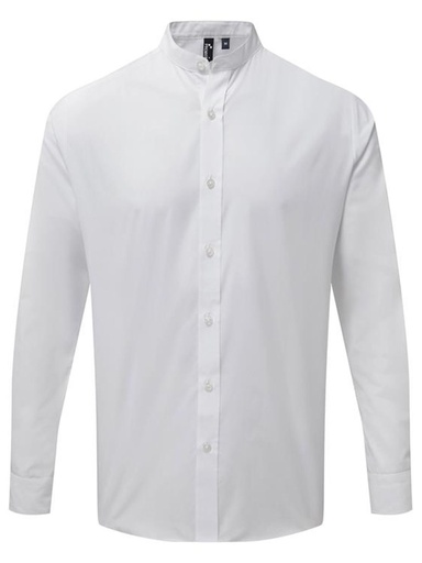 PREMIER - Banded Collar 'Grandad' Long Sleeve Shirt (PR258)