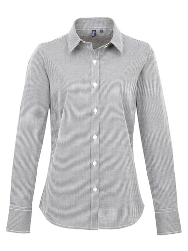 PREMIER - Ladies' Long Sleeve Microcheck Gingham Shirt (PR320)