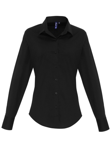 PREMIER - Ladies'e¢ Stretch FitCotton Poplin Long Sleev Shirtt (PR344)