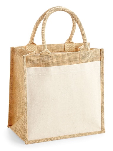 [W426-NAT-UNICA] WESTFORD MILL - Cotton Pocket Jute Midi Tote (W426)