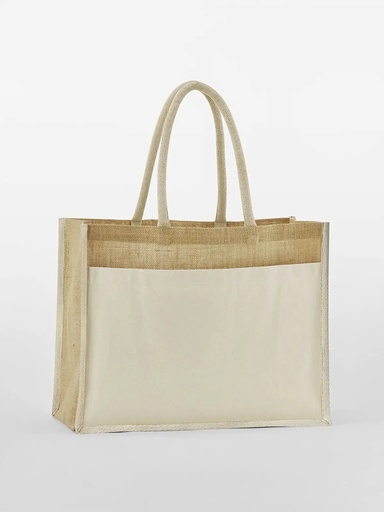 [W480] WESTFORD MILL - Cotton Pocket Natural Starched Jute Shopper (W480)